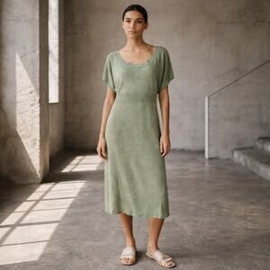 ZERO + MARIA CORNEJO Women's Knit Dress Green Linen Cotton